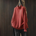 Women__ High-Neck Relaxed Fit Sweater with Textured Knit