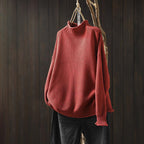 Women__ High-Neck Relaxed Fit Sweater with Textured Knit