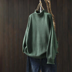 Women__ High-Neck Relaxed Fit Sweater with Textured Knit