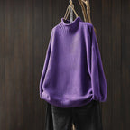 Women__ High-Neck Relaxed Fit Sweater with Textured Knit