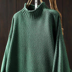 Women__ High-Neck Relaxed Fit Sweater with Textured Knit