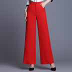 Women__ High-Waist Pants with Wide Leg Cut