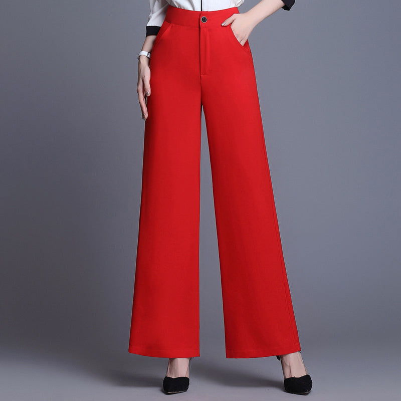 Women__ High-Waist Pants with Wide Leg Cut