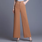 Women__ High-Waist Pants with Wide Leg Cut