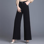 Women__ High-Waist Pants with Wide Leg Cut
