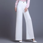 Women__ High-Waist Pants with Wide Leg Cut