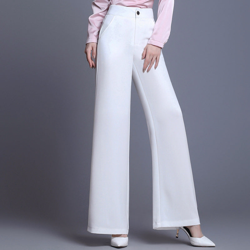 Women__ High-Waist Pants with Wide Leg Cut