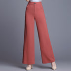 Women__ High-Waist Pants with Wide Leg Cut