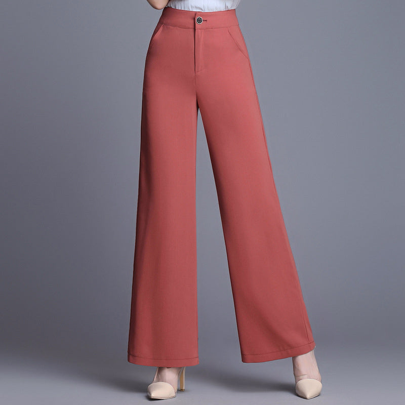 Women__ High-Waist Pants with Wide Leg Cut