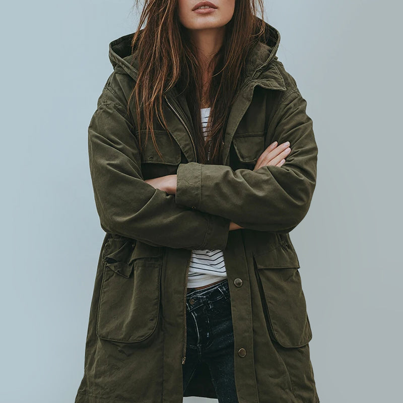 Women__ Hooded Casual Jacket with Front Pockets