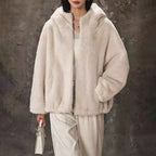 Women__ Hooded Faux Fur Jacket with Relaxed Fit