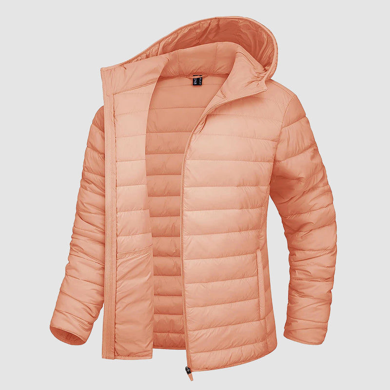 Women__ Hooded Puffer Jacket with Zip Pockets