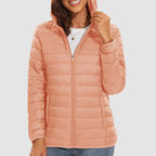 Women__ Hooded Puffer Jacket with Zip Pockets