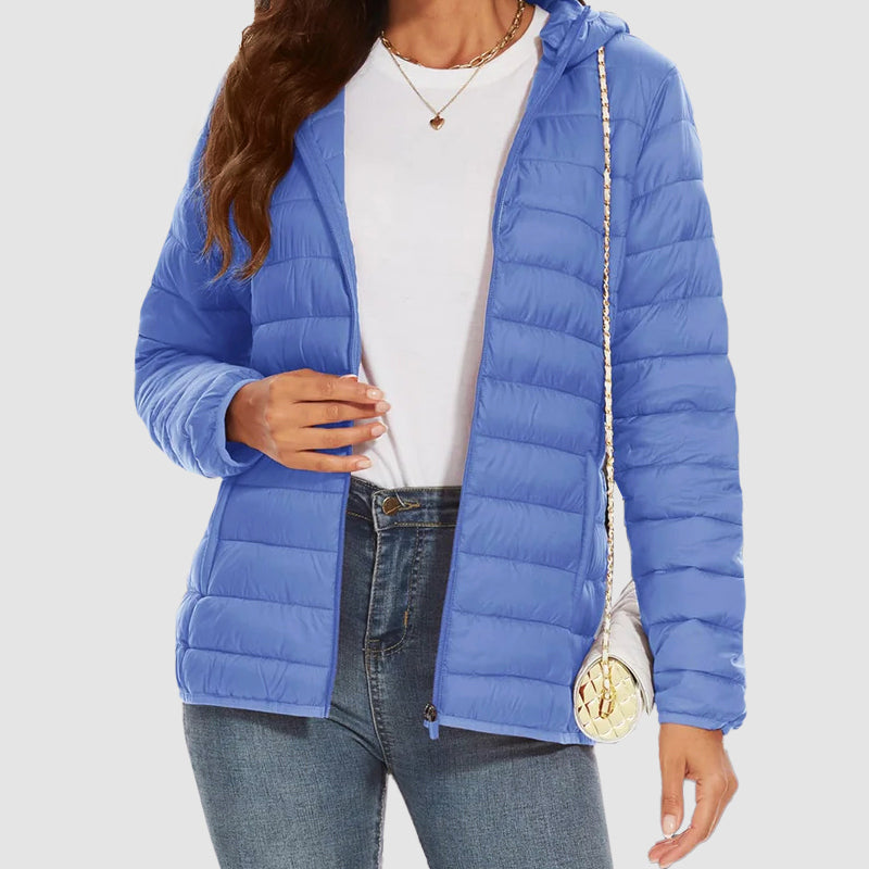 Women__ Hooded Puffer Jacket with Zip Pockets