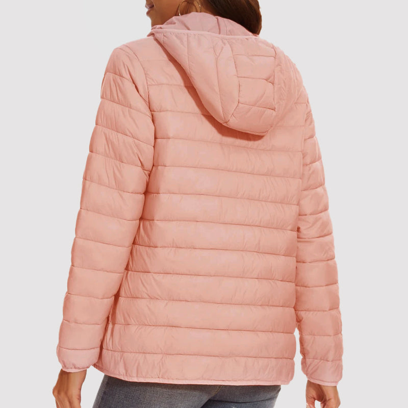 Women__ Hooded Puffer Jacket with Zip Pockets