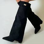 Women__ Knee-High Suede Boots with Fold-Over Cuff
