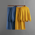 Women__ Knit Lounge Set with High Neck and Relaxed Pants