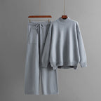 Women__ Knit Lounge Set with High Neck and Relaxed Pants