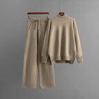 Women__ Knit Lounge Set with High Neck and Relaxed Pants