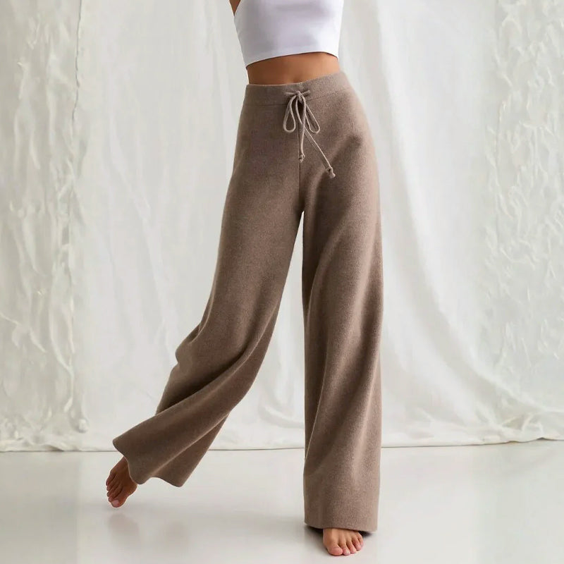 Women__ Knit Pants with Relaxed Wide Leg Fit
