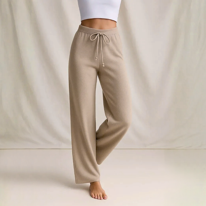 Women__ Knit Pants with Relaxed Wide Leg Fit