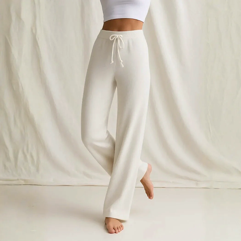 Women__ Knit Pants with Relaxed Wide Leg Fit
