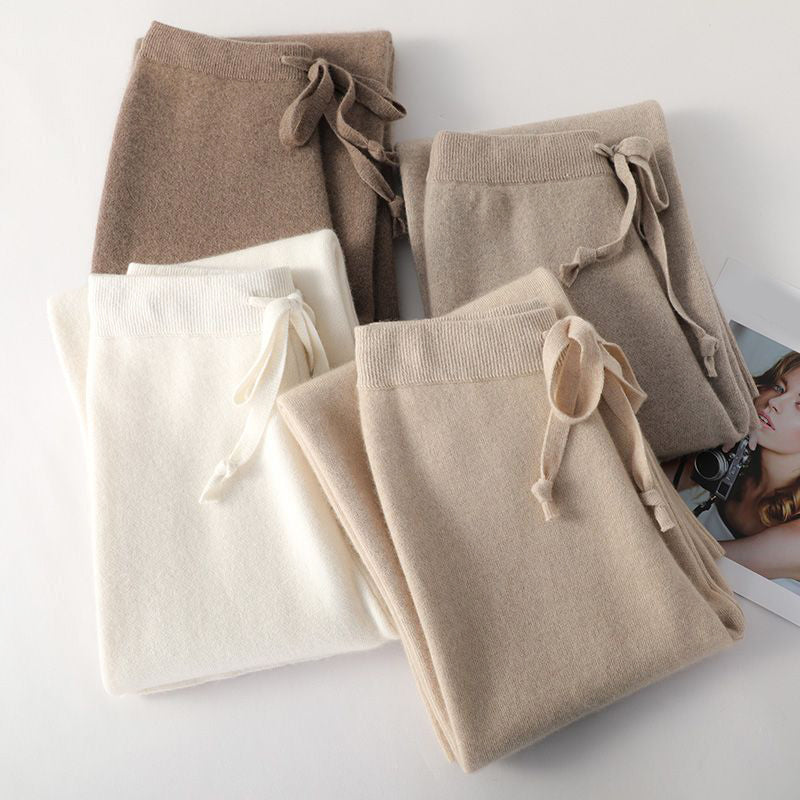 Women__ Knit Pants with Relaxed Wide Leg Fit