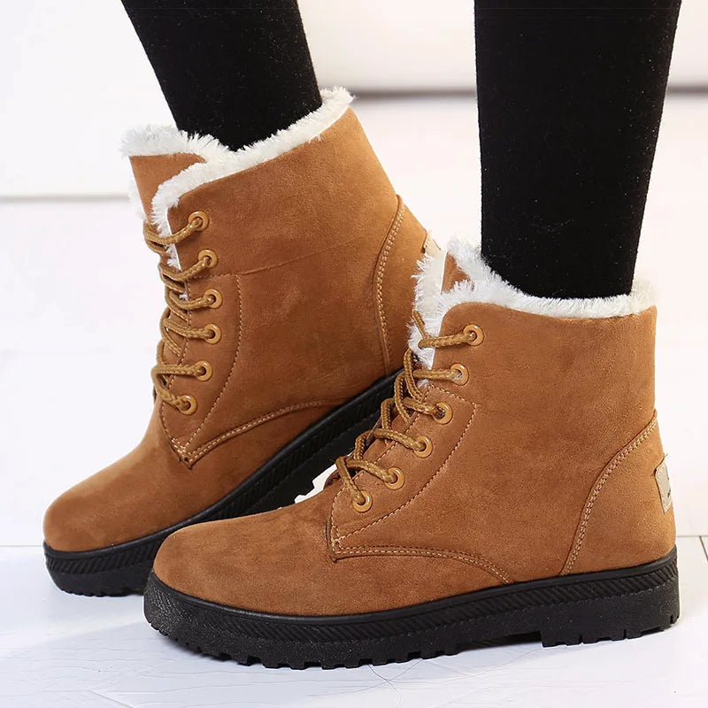 Women__ Lace-Up Winter Ankle Boots with Faux-Fur Lining