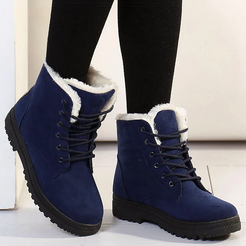 Women__ Lace-Up Winter Ankle Boots with Faux-Fur Lining