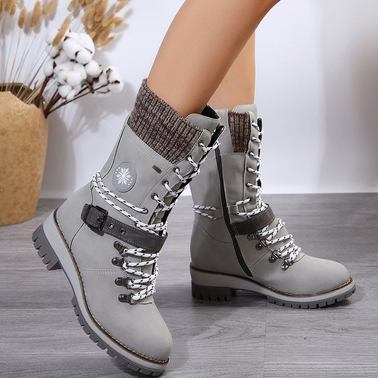 Women__ Lace-Up Winter Boots with Knit Collar