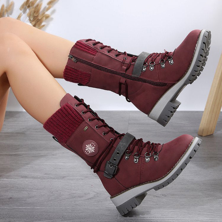 Women__ Lace-Up Winter Boots with Knit Collar