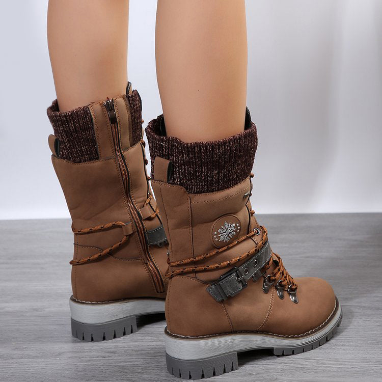 Women__ Lace-Up Winter Boots with Knit Collar