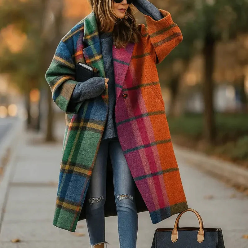 Women__ Long Coat with Wide Collar in Various Colors
