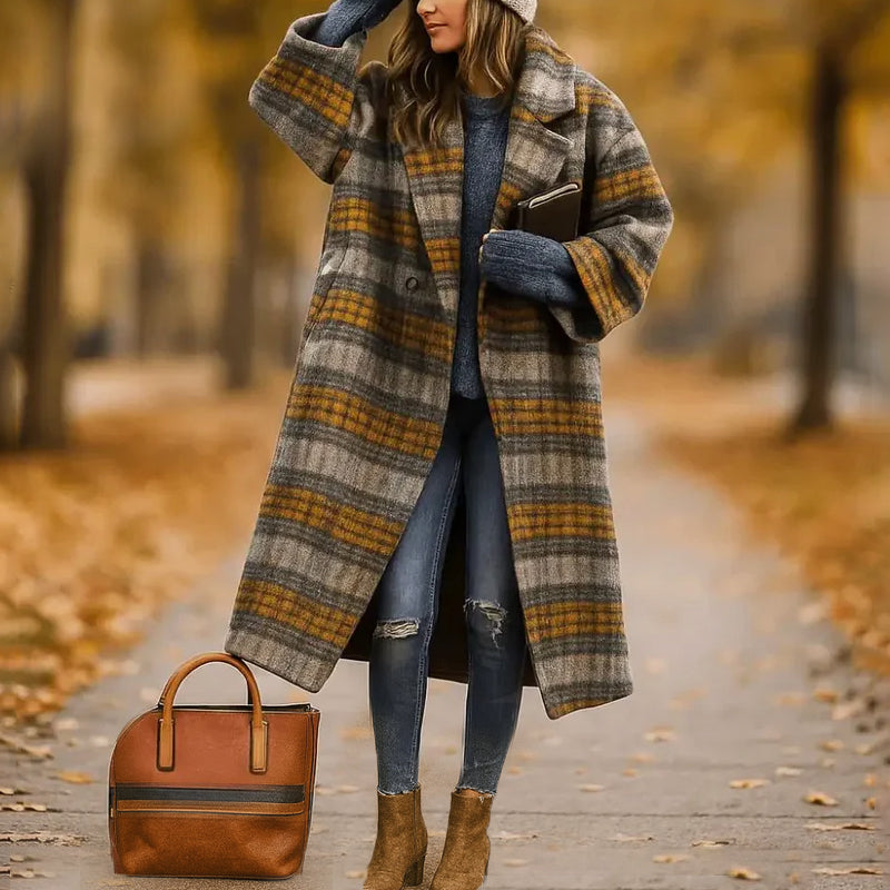 Women__ Long Coat with Wide Collar in Various Colors