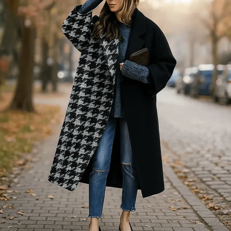 Women__ Long Coat with Wide Collar in Various Colors