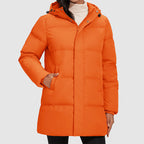 Women__ Long Quilted Puffer Jacket with Down Filling