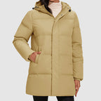 Women__ Long Quilted Puffer Jacket with Down Filling
