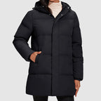 Women__ Long Quilted Puffer Jacket with Down Filling