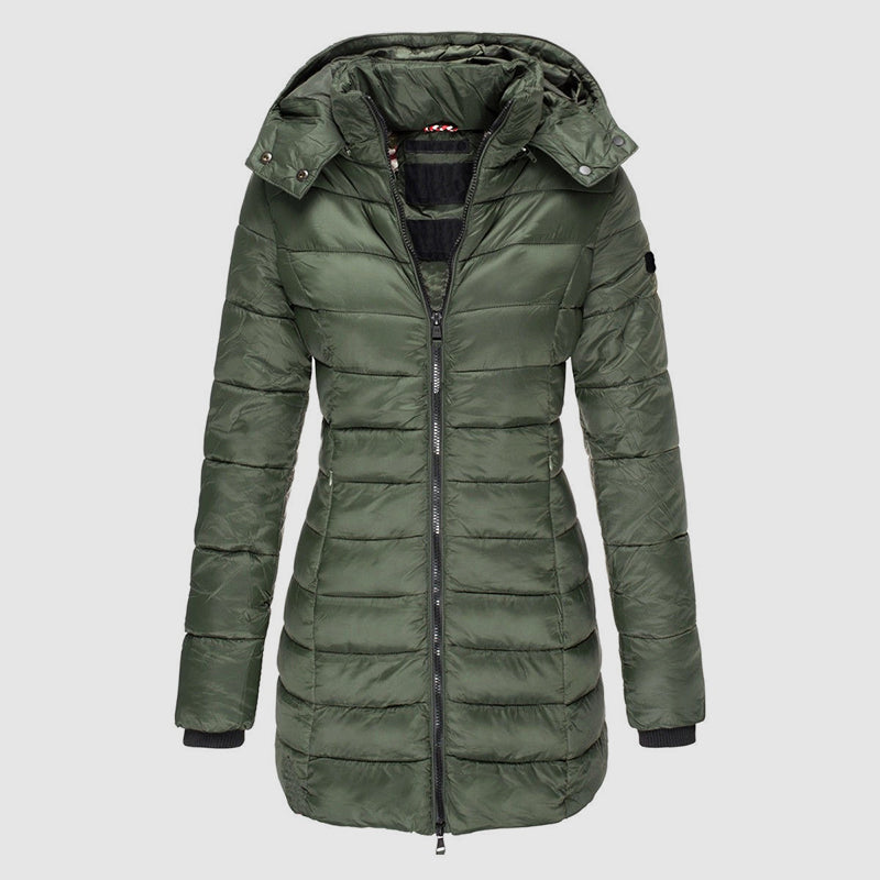 Women__ Long Slim-Fit Puffer Jacket with Hood