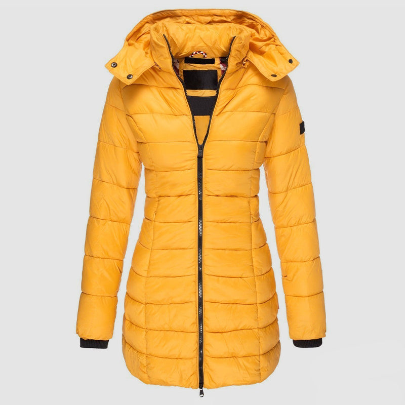 Women__ Long Slim-Fit Puffer Jacket with Hood