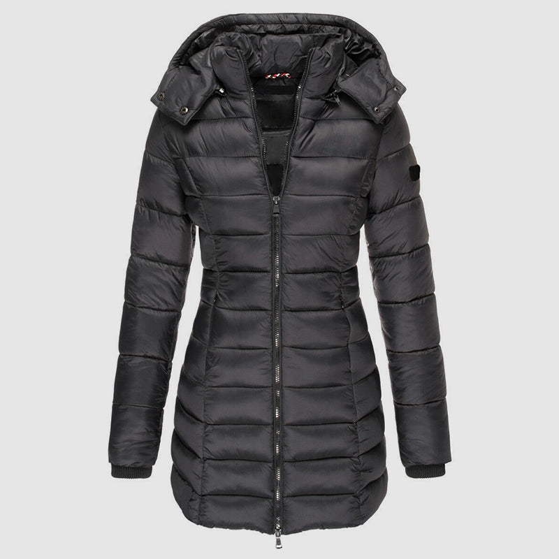 Women__ Long Slim-Fit Puffer Jacket with Hood