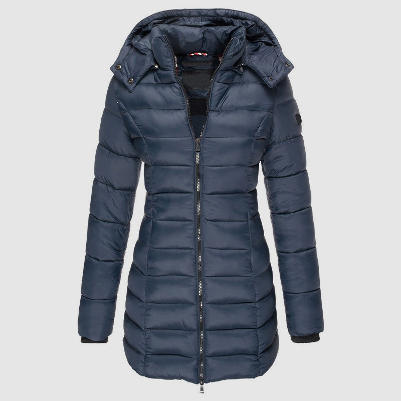 Women__ Long Slim-Fit Puffer Jacket with Hood