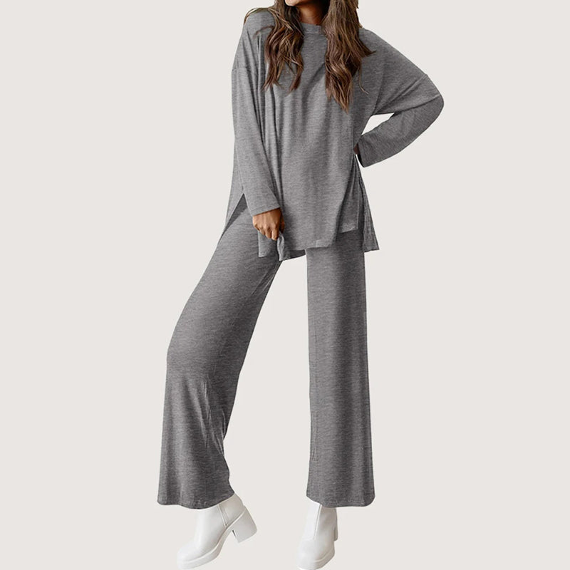 Women__ Lounge Set with Long Sleeve Top and Pants