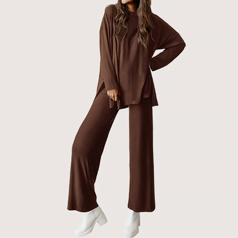 Women__ Lounge Set with Long Sleeve Top and Pants