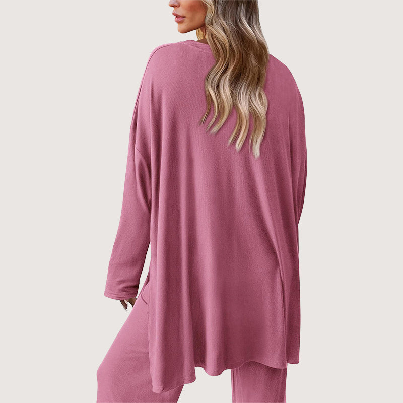 Women__ Lounge Set with Long Sleeve Top and Pants
