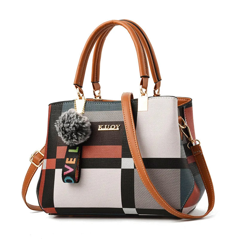 Women__ Medium Plaid Shoulder Handbag with Long Strap