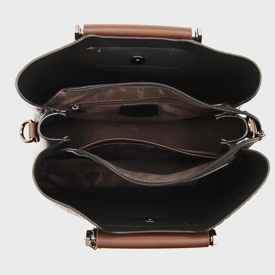 Women__ Medium Textured Shoulder Bag with Braided Handles