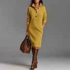 Women’s Mid-Length Sweater Dress with Long Sleeves