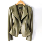 Women’s Moto Faux Leather Jacket with Asymmetric Zipper