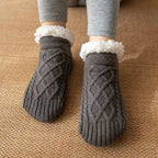 Women’s Non-Slip Slipper Knit Socks with Inner Lining